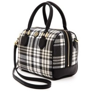 Tory Burch Robinson Plaid Mini Middy Satchel